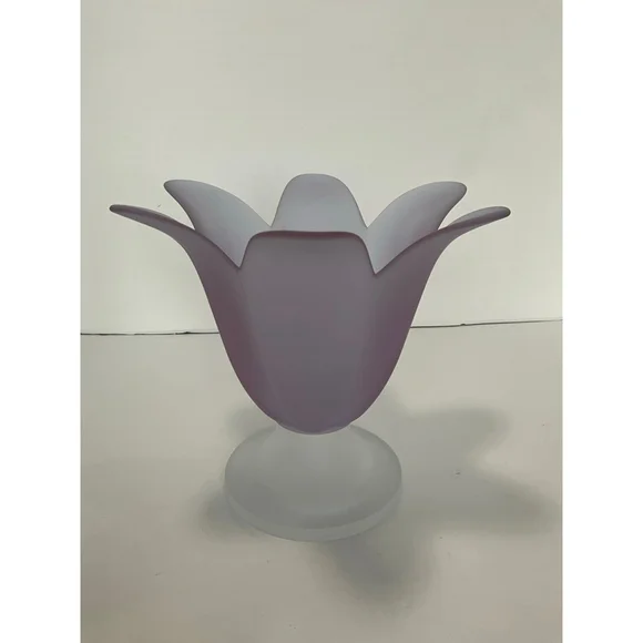 Party lite Frosted Lilac Tulip Glass Candle Holder - Picture 1 of 4